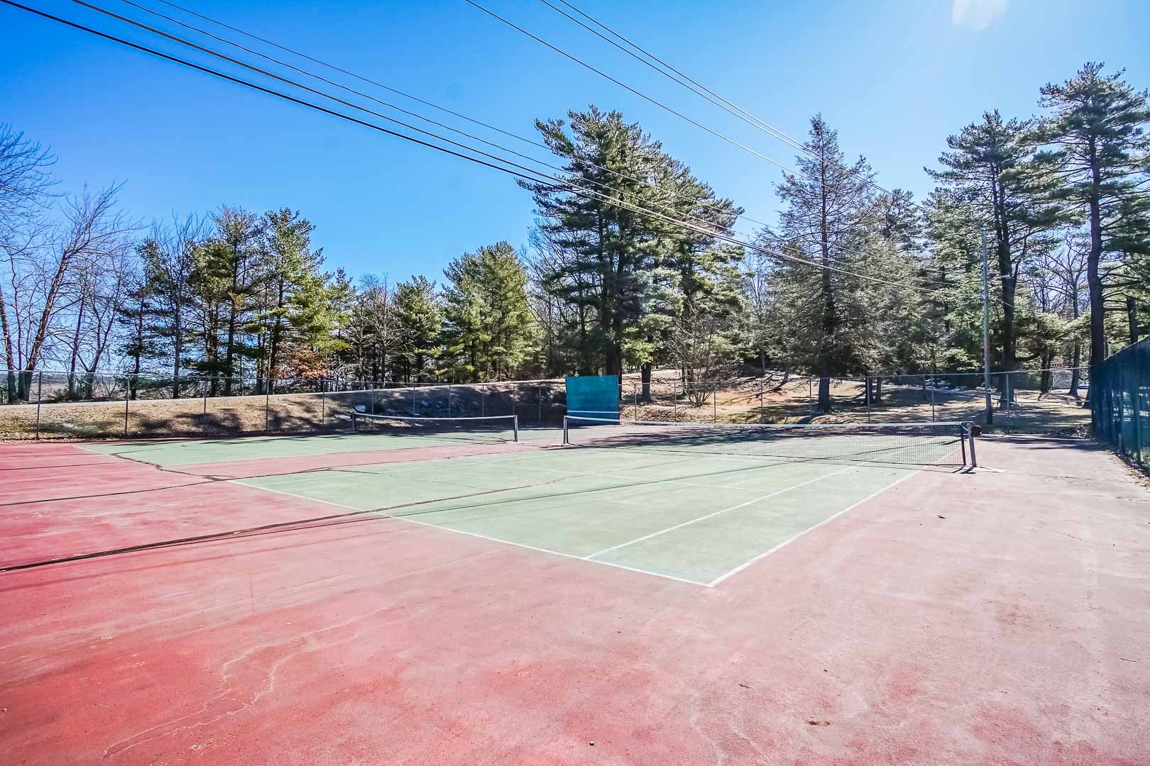A n airy tennis court at VRI's Tanglwood Resort in Pennsylvania.